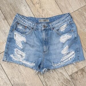 Top shop moto mom Distressed Denim Women Shorts size 10 Preloved